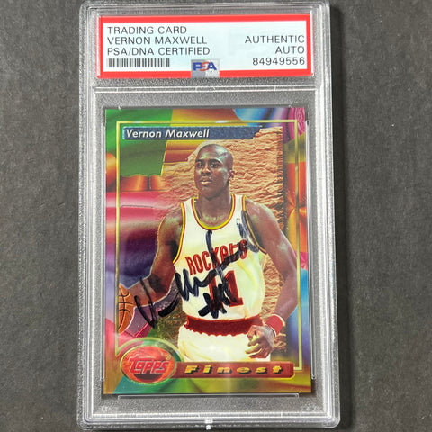 1992-93 Topps Finess #147 Vernon Maxwell Signed Card AUTO PSA Slabbed Rockets