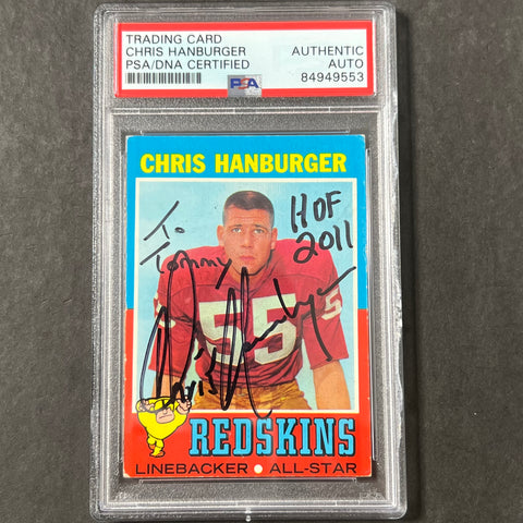 1970 Topps #97 Chris Hanburger Signed Card AUTO PSA slabbed Washington Football Team
