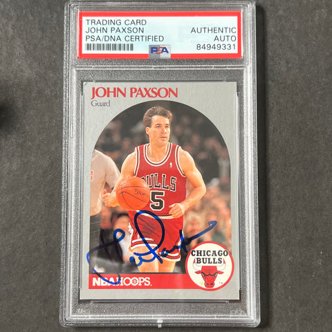 1990-91 NBA Hoops #67 John Paxson Signed Card AUTO PSA Slabbed Bulls