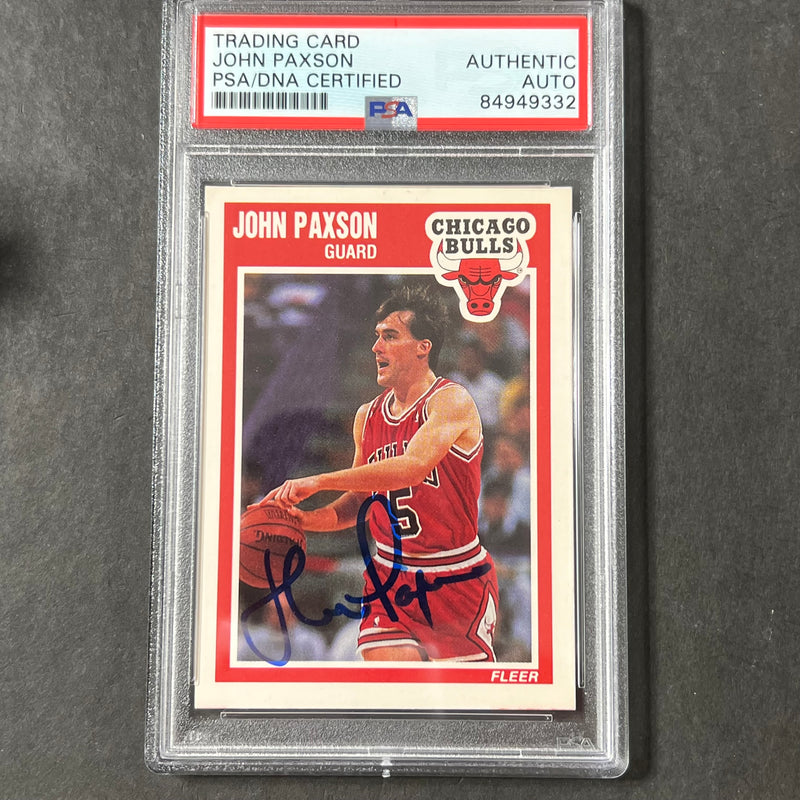 1989-90 Fleer #22 John Paxson Signed Card AUTO PSA Slabbed Bulls