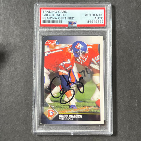 1991 NFL Score #463 Greg Kragen Signed Card AUTO PSA Slabbed Broncos