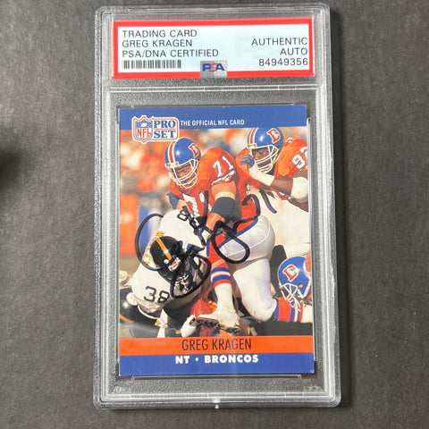 1989 NFL Pro Set #487 Greg Kragen Signed Card AUTO PSA Slabbed Broncos