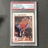 1991-92 NBA Hoops #63 B.J. Armstrong Signed Card AUTO PSA Slabbed RC Bulls