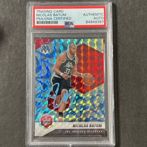 2020-21 Panini Mosaic #82 Nicolas Batum Signed Card AUTO PSA Slabbed Clippers