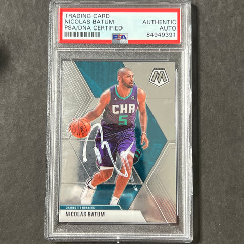 2019-20 Panini Mosaic #102 Nicolas Batum Signed Card AUTO PSA Slabbed Hornets
