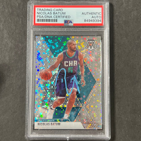 2019-20 Panini Mosaic #102 Nicolas Batum Signed Card AUTO PSA Slabbed Hornets