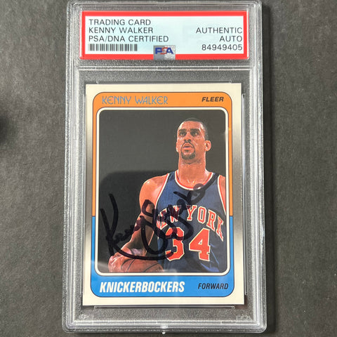 1988-89 Fleer #83 Kenny Walker Signed Card AUTO PSA Slabbed Knicks