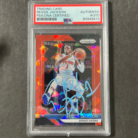 2018-19 Panini Prizm #142 Reggie Jackson Signed Card AUTO PSA Slabbed Pistons