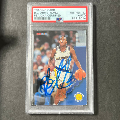 1996-97 NBA Hoops #52 B.J. Armstrong Signed Card AUTO PSA Slabbed Warriors