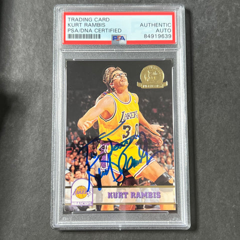 1993-94 NBA Hoops #355 Kurt Rambis Signed Card PSA Slabbed Lakers