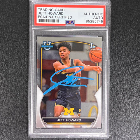 2023-24 Bowman Basketball #39 Jett Howard Signed Card AUTO PSA/DNA Slabbed Michigan