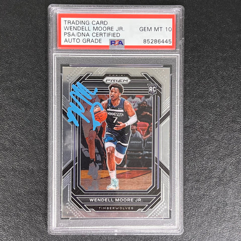 2022-23 Panini Prizm #221 Wendell Moore Jr. Signed Card AUTO 10 PSA Slabbed Timberwolves RC