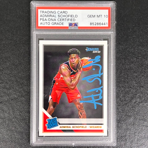 2019-20 Panini Donruss Rated Rookie #239 Admiral Schofield Signed Card AUTO 10 PSA Slabbed RC Wizards