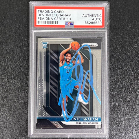 2017-18 Panini Prizm #288 Devonte' Graham Signed Card AUTO PSA/DNA Slabbed RC Hornets