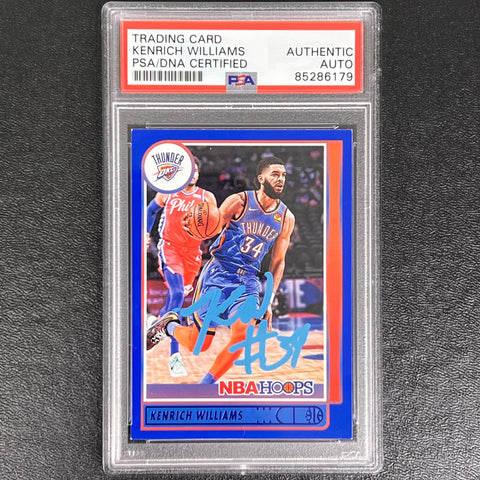 2021-22 NBA Hoops #53 Kenrich Williams Signed Card AUTO PSA Slabbed Thunder