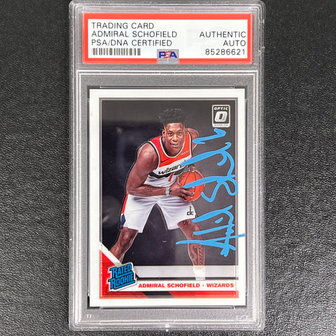 2019-20 Panini Donruss Optic Rated Rookie #187 Admiral Schofield Signed Card AUTO PSA Slabbed Wizards