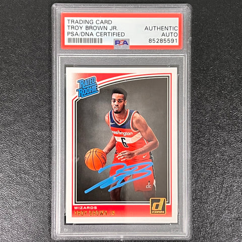 2018-19 Panini Donruss Rated Rookie #192 TROY BROWN JR. Signed Card AUTO PSA Slabbed Wizards