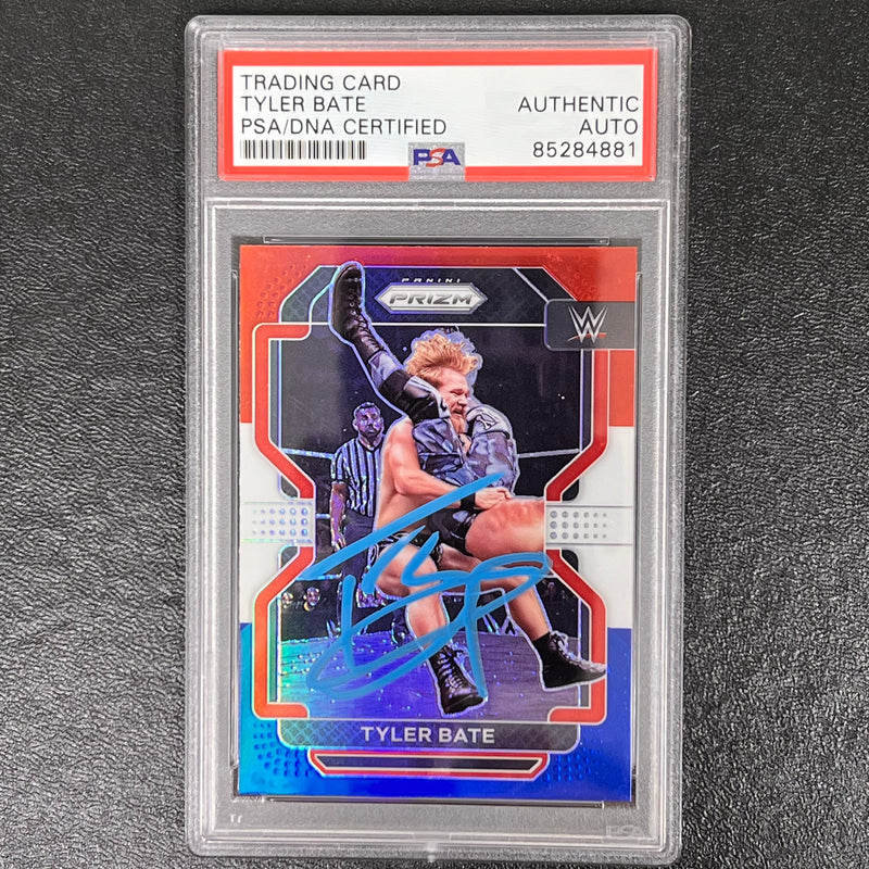 2022 Panini Prizm WWE #122 Tyler Bate Signed Card PSA AUTO Slabbed