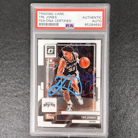 2022-23 Panini Donruss Optic #199 Tre Jones Signed Card AUTO PSA/DNA Slabbed Spurs