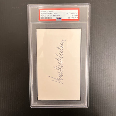 Vern Mikkelson Signed index card AUTO PSA Slabbed Minneapolis Lakers