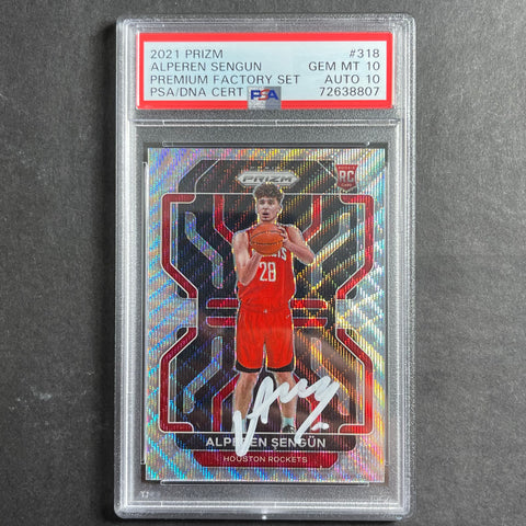 2021-22 Panini Prizm Silver Wave #318 Alperen Sengun Auto 10 Card 10 PSA Slabbed RC