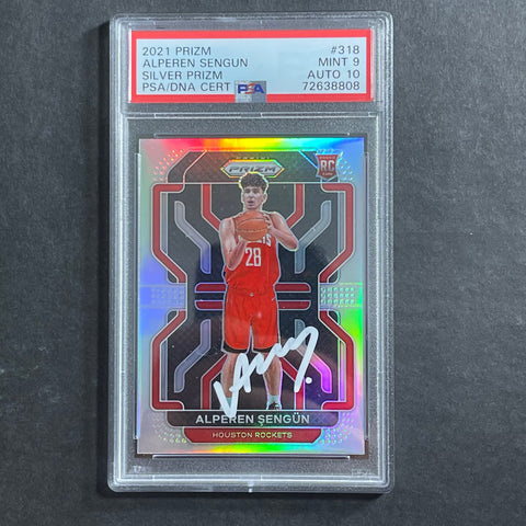 2021-22 Panini Silver Prizm #318 Alperen Sengun Auto 10 Card 9 PSA Slabbed RC Rockets