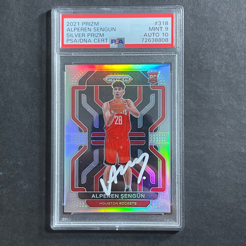 2021-22 Panini Silver Prizm #318 Alperen Sengun Auto 10 Card 9 PSA Slabbed RC Rockets