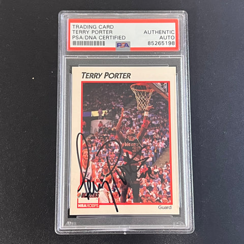 1991 NBA Hoops #35 Terry Porter Signed Card AUTO PSA Slabbed Blazers