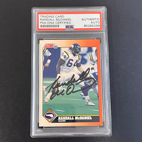 1991 NFL Score #375 Randall McDaniel Signed Card AUTO PSA Slabbed Vikings