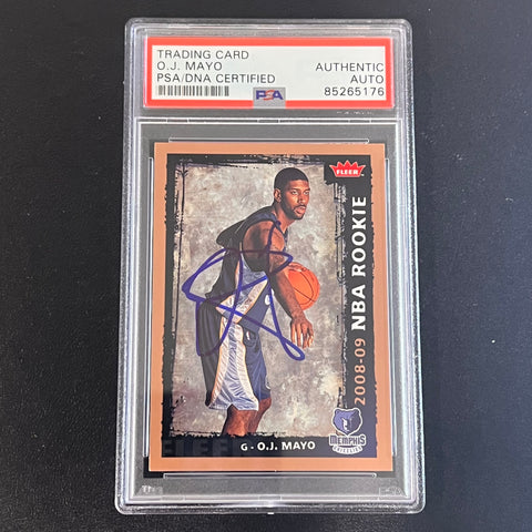 2008-09 NBA Fleer #203 O.J. Mayo Signed Card AUTO PSA Slabbed RC Grizzlies