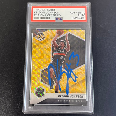 2019-20 Panini Mosaic Prizm #136 Keldon Johnson Signed Card AUTO PSA Slabbed Spurs