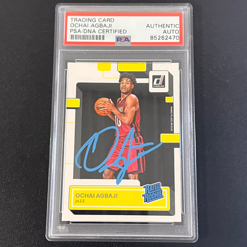 2022-23 Panini Donruss Rated Rookie #214 Ochai Agbaji signed card PSA/DNA Autographed Slabbed Utah Jazz RC