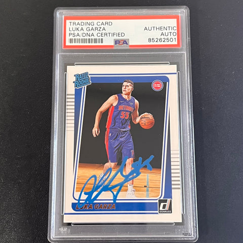 2021-22 Panini Donruss Rated Rookie #214 Luka Garza Signed Card AUTO PSA Slabbed Pistons