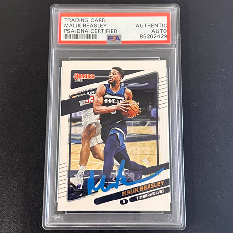 2021-22 Panini Donruss #58 Malik Beasley Signed Card AUTO PSA/DNA Slabbed Timberwolves