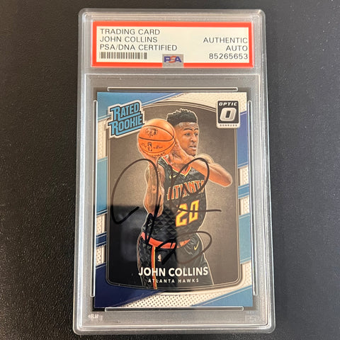 2017-18 Donruss Rated Rookie #182 John Collins Signed Card AUTO PSA/DNA Slabbed Hawks RC