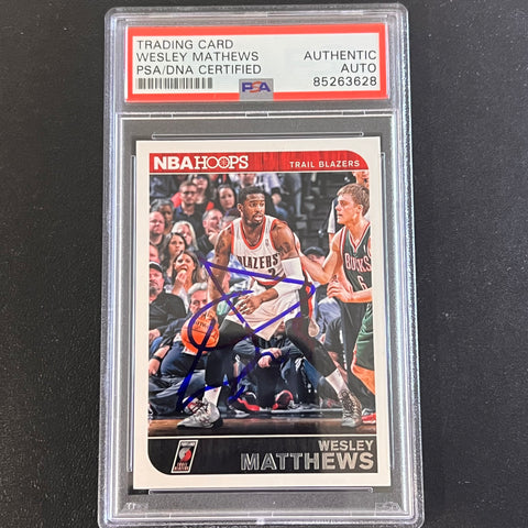 2014-15 Panini Hoops #76 Wesley Matthews Signed Card AUTO PSA Slabbed Trail Blazers