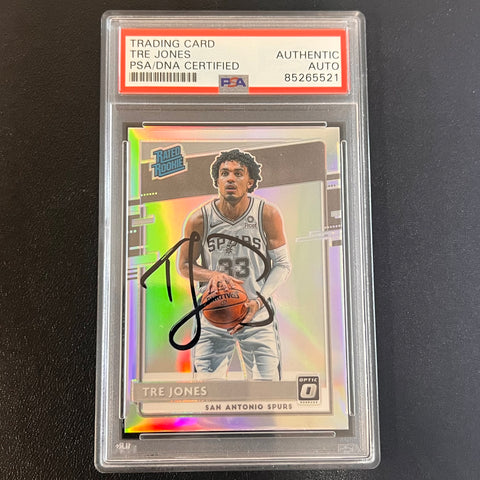 2020-21 Panini Donruss Optic #188 Tre Jones Signed Card AUTO PSA/DNA Slabbed RC Spurs