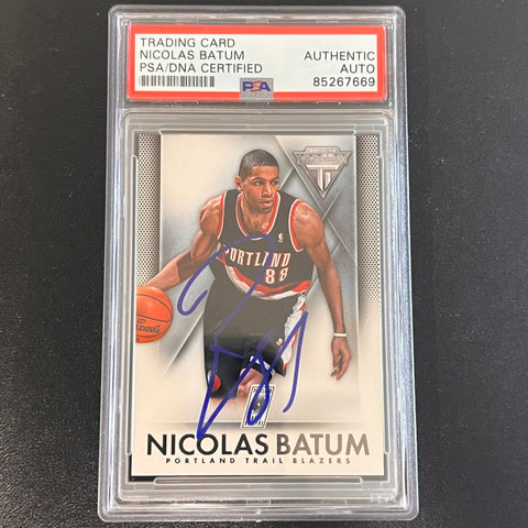 2013-14 Panini Titanium #56 Nicolas Batum Signed Card AUTO PSA Slabbed Blazers