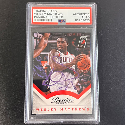 2013-14 Panini Prestige #24 Wesley Matthews Signed Card AUTO PSA Slabbed Trailblazers