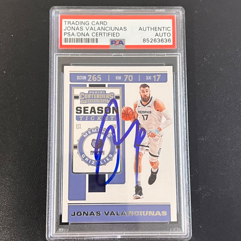 2019-20 Panini Contenders Basketball #48 Jonas Valanciunas Signed Card AUTO PSA Slabbed Grizzlies