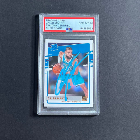 2020-21 Donruss Rated Rookie #212 Caleb Martin Signed AUTO Grade 10 PSA Slabbed RC Hornets