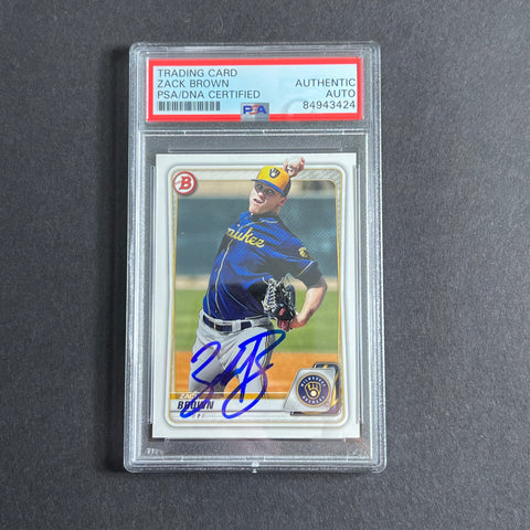 2020 Topps Bowman #BP-34 Zack Brown Signed Card PSA Slabbed Brewers