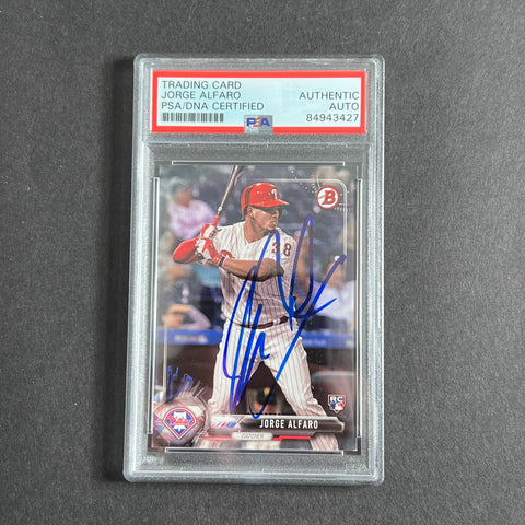 2017 Topps Bowman Rookie Card #60 Jorge Alfaro Signed Card PSA Slabbed Phillies RC