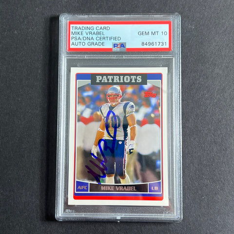 2006 Topps #145 Mike Vrabel Signed Card Auto 10 PSA Slabbed Patriots
