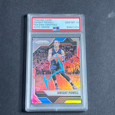 2016-17 Panini Prizim #160 Dwight Powell Card Auto Grade 10 PSA Slabbed Mavericks