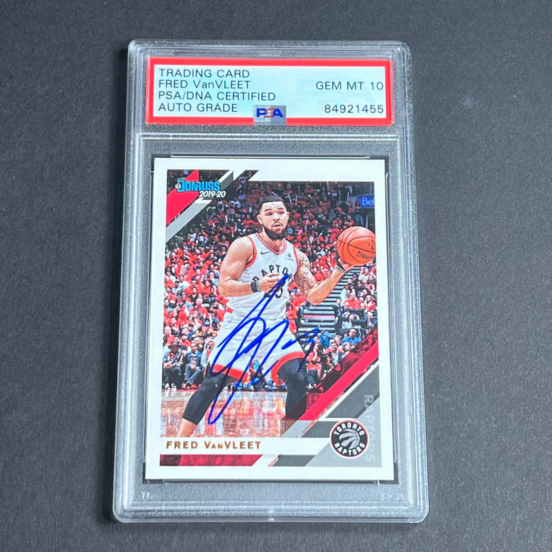 2019-20 Panini Donruss #190 Fred VanVleet Signed Card AUTO 10 PSA Slabbed Raptors
