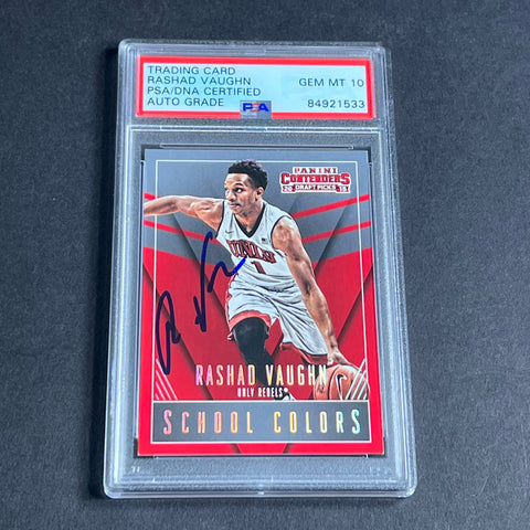 2015 Panini Contenders Draft Picks #37 Rashad Vaughn Signed Card AUTO Grade 10 PSA Slabbed RC Bucks