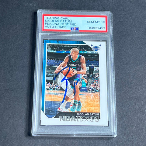 2018-19 NBA Hoops #119 Nicolas Batum Signed Card AUTO Grade 10 PSA Slabbed Hornets