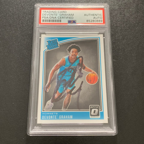 2018-19 Panini Donruss Optic #189 Devonte' Graham Signed Card AUTO PSA/DNA Slabbed Hornets