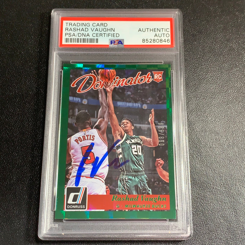 2015-16 Panini Donruss #13 Rashad Vaughn Signed Card AUTO PSA Slabbed RC Rookie Bucks